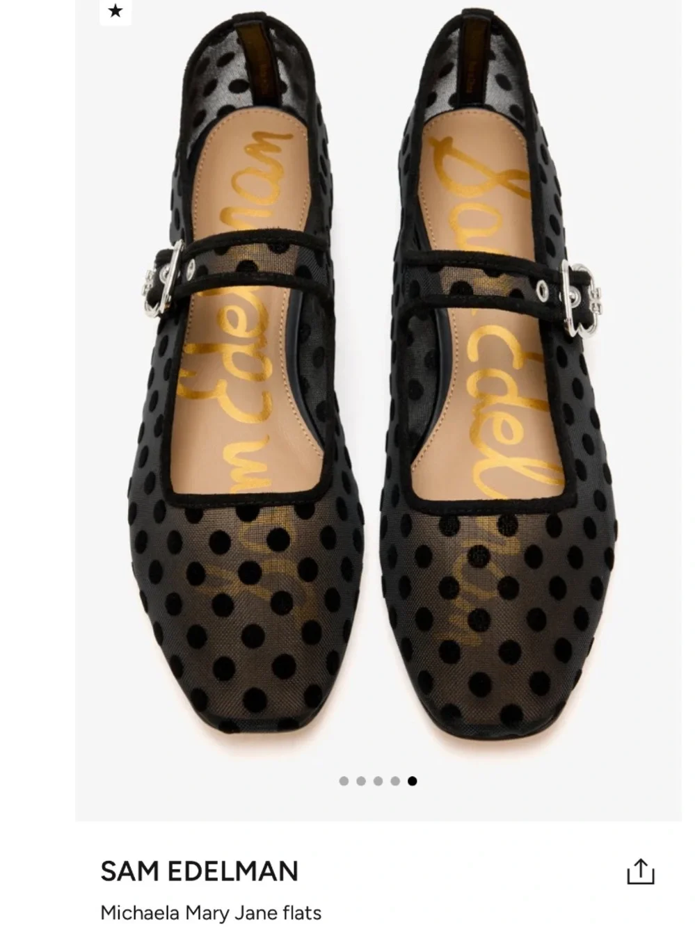 SAM EDELMAN Michaela Mary Jane flats Black Polka Dot Mesh size 5 gently used
